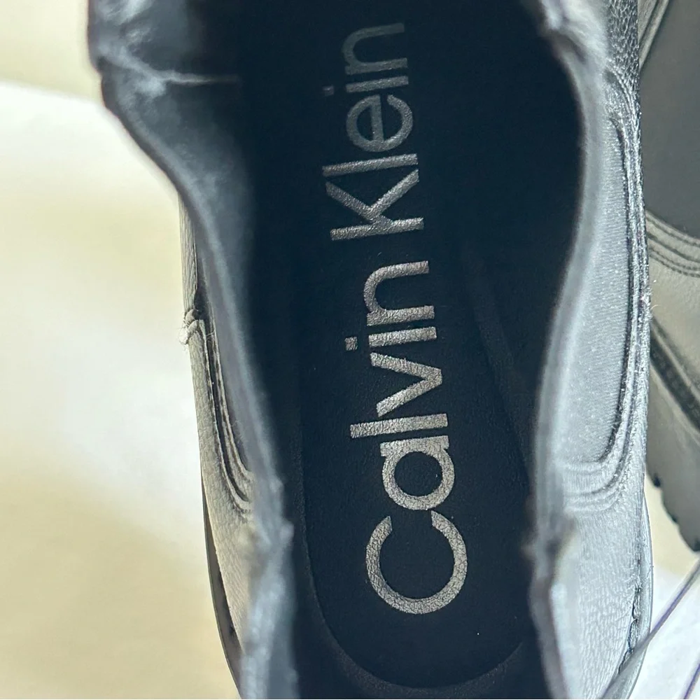 Calvin Klein Black Men’s Leather Chelsea Boots Size 8.5 - Picture 5 of 6